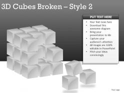 3d cubes broken style 2 powerpoint presentation slides