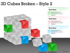 3d cubes broken style 2 powerpoint presentation slides