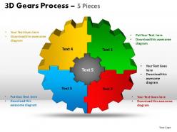 3d gear process 5 pieces powerpoint slides