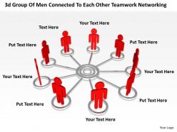 3d group of men connected to each other teamwork networking ppt graphic icon