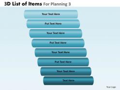 3d list of items for planning 3 powerpoint slides and ppt templates db