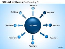 3d list of items for planning 5 powerpoint slides and ppt templates db