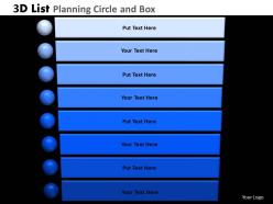 3d list planning circle and box powerpoint slides and ppt templates db