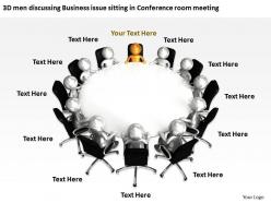 3d men discussing business issue sitting in conference room meeting ppt graphic icon