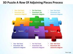 3d puzzle a row of adjoining pieces process powerpoint templates ppt presentation slides 812