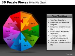 3d puzzle pieces 10 in pie chart powerpoint slides and ppt templates db