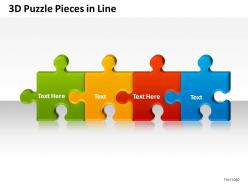 3d puzzle pieces in line powerpoint presentation slides