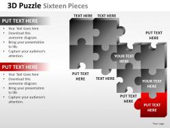 3d puzzle sixteen pieces powerpoint presentation slides