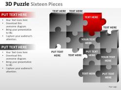 3d puzzle sixteen pieces powerpoint presentation slides