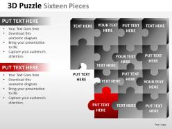 3d puzzle sixteen pieces powerpoint presentation slides