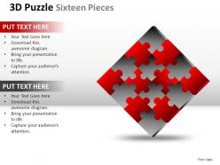 3d puzzle sixteen pieces powerpoint presentation slides