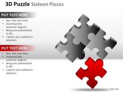 3d puzzle sixteen pieces powerpoint presentation slides