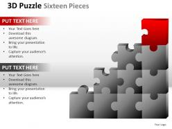 3d puzzle sixteen pieces powerpoint presentation slides