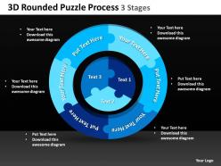 3d rounded puzzle process 3 stages powerpoint templates ppt presentation slides 0812