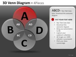 3d venn diagram 4 powerpoint presentation slides db