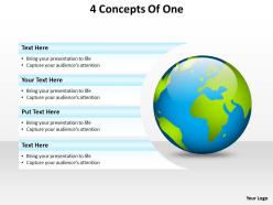 4 concepts of one with globe earth powerpoint diagram templates graphics 712