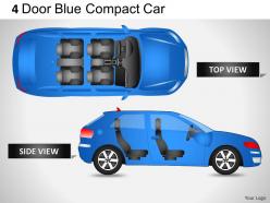 4 door blue car side view powerpoint presentation slides