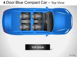 4 door blue car top view powerpoint presentation slides