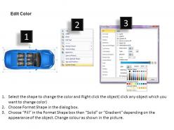 4 door blue car top view powerpoint presentation slides