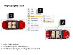 4 door red car top view powerpoint presentation slides