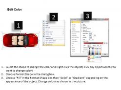 4 door red car top view powerpoint presentation slides