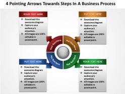 4 pointing arrows towards steps in a business process templates ppt presentation slides 812