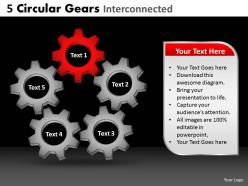 5 circular gears interconnected powerpoint slides and ppt templates db