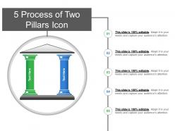 5 process of two pillars icon ppt background template