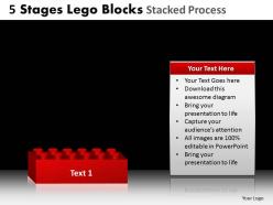 5 stages lego blocks stacked process powerpoint slides and ppt templates db