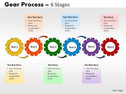 6 stages gears process powerpoint slides