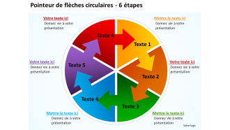 Flèches circulaires entrelacées organigramme pointeur de processus 6 étapes modèles PowerPoint 0712