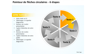 Flèches circulaires entrelacées organigramme pointeur de processus 6 étapes modèles PowerPoint 0712