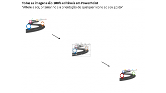 Roteiro com vários ícones, sucesso, conquista, design plano, powerpoint