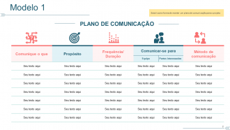 Slides de apresentação em PowerPoint do plano de comunicação do projeto