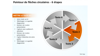 Flèches circulaires entrelacées organigramme pointeur de processus 6 étapes modèles PowerPoint 0712