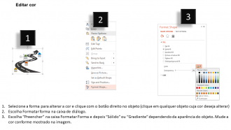 Estou um roteiro com caixas de texto, representação de dados, design plano de powerpoint