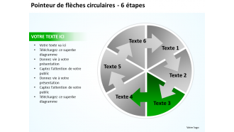 Flèches circulaires entrelacées organigramme pointeur de processus 6 étapes modèles PowerPoint 0712