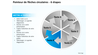 Flèches circulaires entrelacées organigramme pointeur de processus 6 étapes modèles PowerPoint 0712