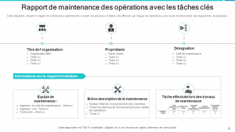 Rapport de maintenance Temps passé Tâche effectuée Organisation planifiée