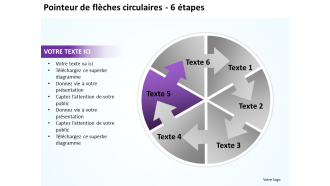 Flèches circulaires entrelacées organigramme pointeur de processus 6 étapes modèles PowerPoint 0712