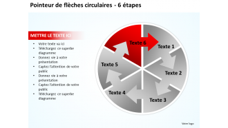 Flèches circulaires entrelacées organigramme pointeur de processus 6 étapes modèles PowerPoint 0712