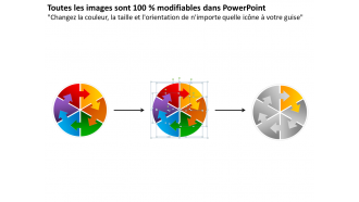 Flèches circulaires entrelacées organigramme pointeur de processus 6 étapes modèles PowerPoint 0712