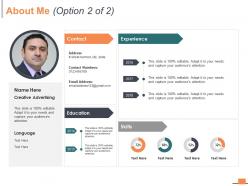 About me experience ppt powerpoint presentation diagram graph charts