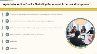 Action Plan For Marketing Department Expenses Management Powerpoint Presentation Slides