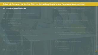 Action Plan For Marketing Department Expenses Management Powerpoint Presentation Slides