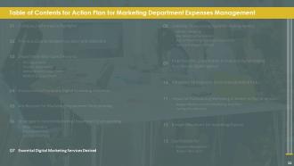 Action Plan For Marketing Department Expenses Management Powerpoint Presentation Slides