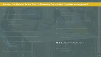 Action Plan For Marketing Department Expenses Management Powerpoint Presentation Slides