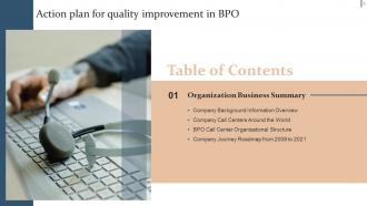 Action Plan For Quality Improvement In BPO Powerpoint Presentation Slides