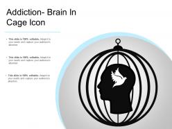 Addiction brain in cage icon