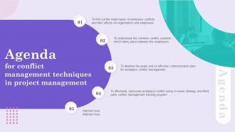 Agenda For Conflict Management Techniques In Project Management